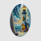 Weihnachtsbaum Leuchtturm Nautical Coastal Blue Ornament (Vorderseite)