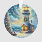 Weihnachtsbaum Leuchtturm Nautical Coastal Blue Ornament (Vorderseite)