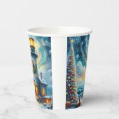 Weihnachtsbaum Leuchtturm Nautical Coastal Blue Pappbecher (Links)