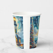 Weihnachtsbaum Leuchtturm Nautical Coastal Blue Pappbecher (Rechts)