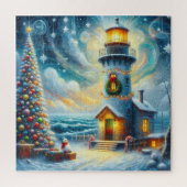Weihnachtsbaum Leuchtturm Nautical Coastal Blue Puzzle (Vertikal)