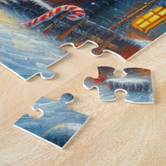 Weihnachtsbaum Leuchtturm Nautical Coastal Blue Puzzle (Seite)