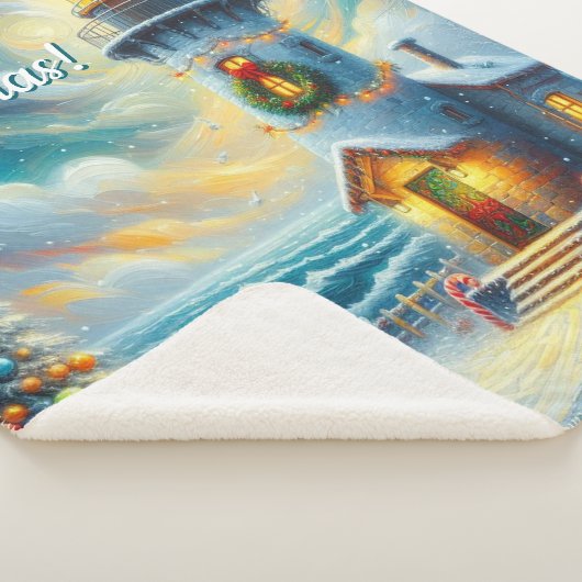 Weihnachtsbaum Leuchtturm Nautical Coastal Blue Sherpadecke (3/4)