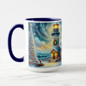 Weihnachtsbaum Leuchtturm Nautical Coastal Blue Tasse (Links)