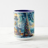 Weihnachtsbaum Leuchtturm Nautical Coastal Blue Tasse (Zentrum)