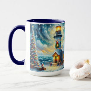 Weihnachtsbaum Leuchtturm Nautical Coastal Blue Tasse