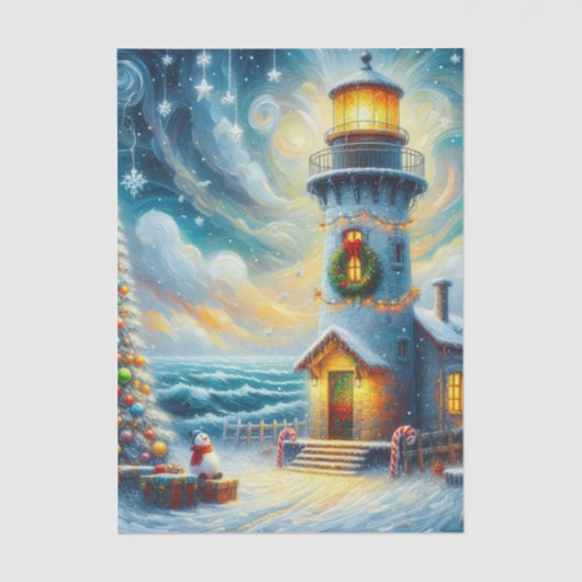 Weihnachtsbaum Leuchtturm Nautical Decoupage Seidenpapier (Vorderseite)