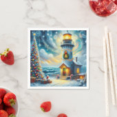 Weihnachtsbaum Leuchtturm Nautical Decoupage Serviette (Beispiel)