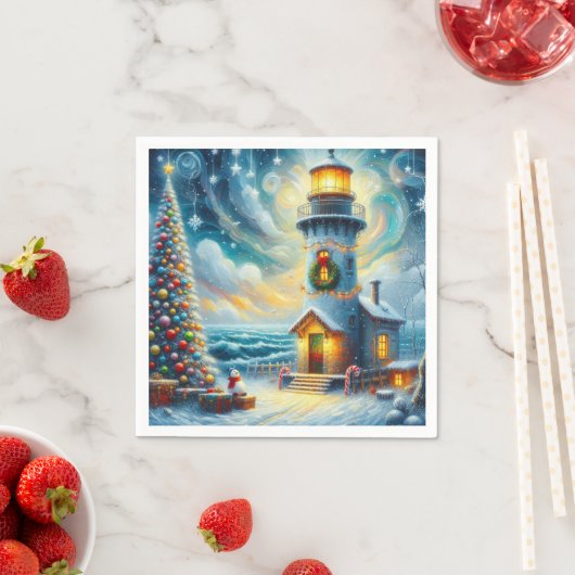 Weihnachtsbaum Leuchtturm Nautical Decoupage Serviette (Beispiel)
