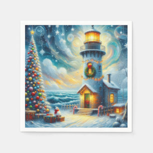 Weihnachtsbaum Leuchtturm Nautical Decoupage Serviette