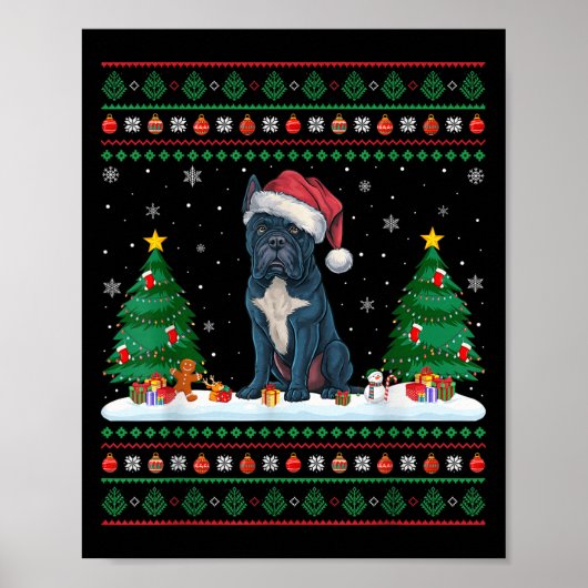Weihnachtsbaum Lichter Cane Corso Dog Santa Ugly X Poster (Vorne)