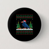 Weihnachtsbaum Lichter Crow Santa Ugly Xmas Sweate Button (Vorderseite)