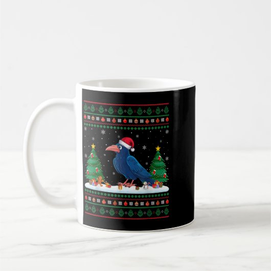 Weihnachtsbaum Lichter Crow Santa Ugly Xmas Sweate Kaffeetasse (Links)