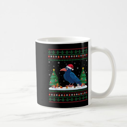 Weihnachtsbaum Lichter Crow Santa Ugly Xmas Sweate Kaffeetasse (Rechts)
