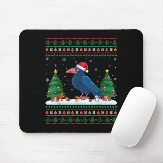 Weihnachtsbaum Lichter Crow Santa Ugly Xmas Sweate Mousepad (Mit Mouse)