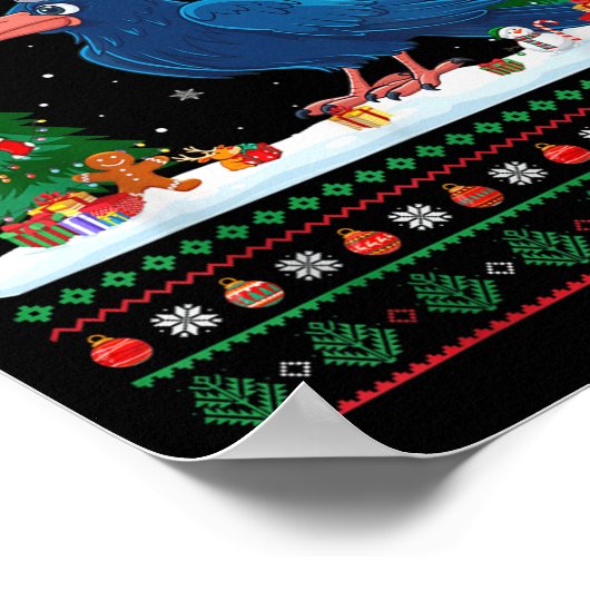 Weihnachtsbaum Lichter Crow Santa Ugly Xmas Sweate Poster (Ecke)