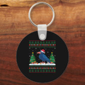 Weihnachtsbaum Lichter Crow Santa Ugly Xmas Sweate Schlüsselanhänger (Vorderseite)