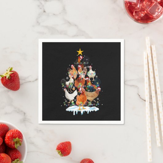 Weihnachtsbaum-Lichter Funny Chicken Lover Serviette (Beispiel)