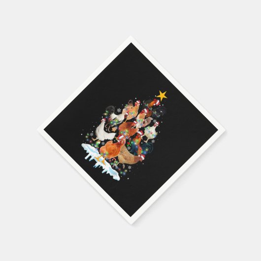 Weihnachtsbaum-Lichter Funny Chicken Lover Serviette (Ecke)
