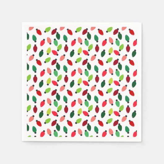 Weihnachtsbaum-Lichter-Glühbirnen-Muster-Papier-Se Serviette (Vorderseite)