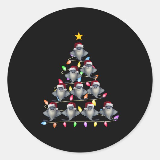 Weihnachtsbaum Lichter Männer - Frauen Santa Sting Runder Aufkleber (Vorderseite)