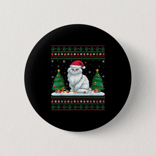 Weihnachtsbaum Lichter Perserkatze Weihnachtsfeier Button (Vorderseite)