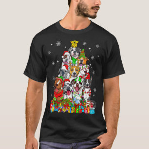 Weihnachtsbaum Lichter Pitbull Hund Liebhaber Xmas T-Shirt