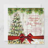 Weihnachtsbaum, Lichter & Rotes Band Einladung (Vorderseite)