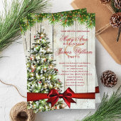 Weihnachtsbaum, Lichter & Rotes Band Einladung