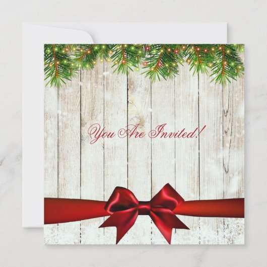 Weihnachtsbaum, Lichter & Rotes Brautparty Einladung (Rückseite)