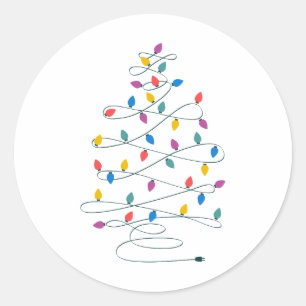 Weihnachtsbaum-Lichter Runder Aufkleber