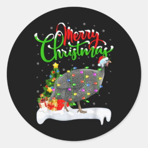 Weihnachtsbaum-Lichter Santa Guinea-Huhn Vogel Mer Runder Aufkleber