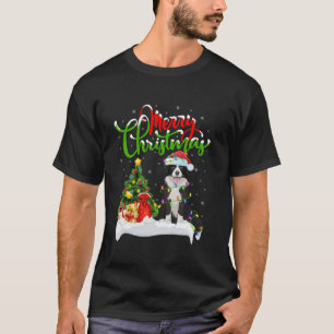 Weihnachtsbaum Lichter Santa Hut Border Collie Hun T-Shirt