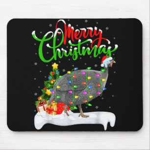 Weihnachtsbaum-Lichter Santa Perlhuhn Vogel Frohe Mousepad