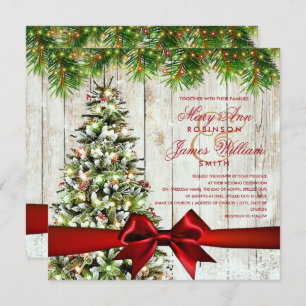 Weihnachtsbaum, Lichter und Rotes Band Einladung