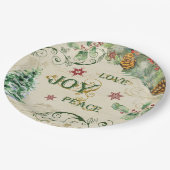 Weihnachtsbaum Liebe Joy Peace Holly Typografy Art Pappteller (Schrägansicht)