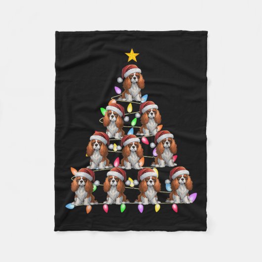 Weihnachtsbaum Light Santa Cavalier King Charles S Fleecedecke (Vorderseite)