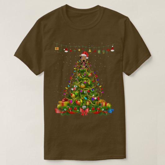 Weihnachtsbaum Lights Airedale Terrier Dog Geschen T-Shirt (Design vorne)
