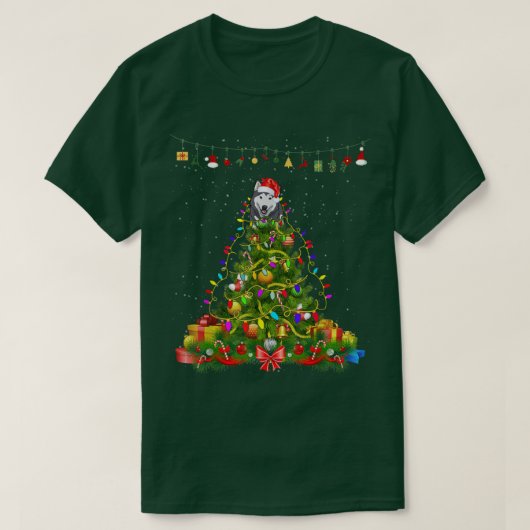 Weihnachtsbaum Lights Alaskan Dog Geschenk Lover T T-Shirt (Design vorne)