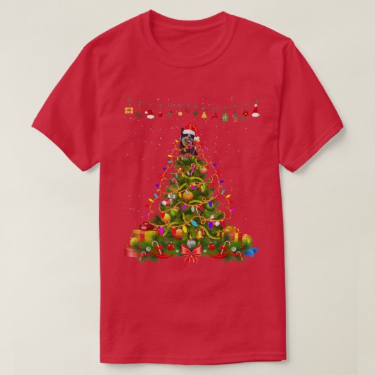 Weihnachtsbaum Lights Australischer Rinderhund Dog T-Shirt (Design vorne)