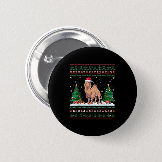Weihnachtsbaum Lights Bactrian Camel Santa Ugly Xm Button (Vorne & Hinten)