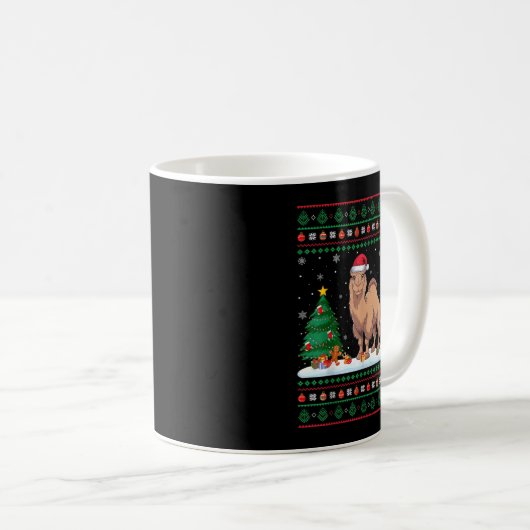 Weihnachtsbaum Lights Bactrian Camel Santa Ugly Xm Kaffeetasse (VorderseiteRechts)