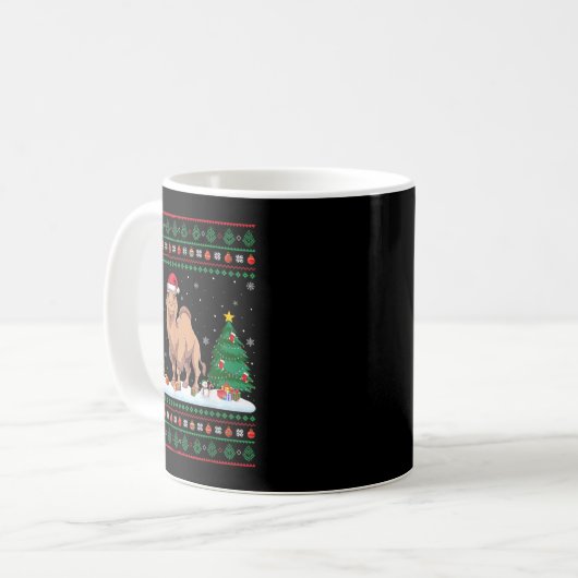 Weihnachtsbaum Lights Bactrian Camel Santa Ugly Xm Kaffeetasse (Vorderseite Links)