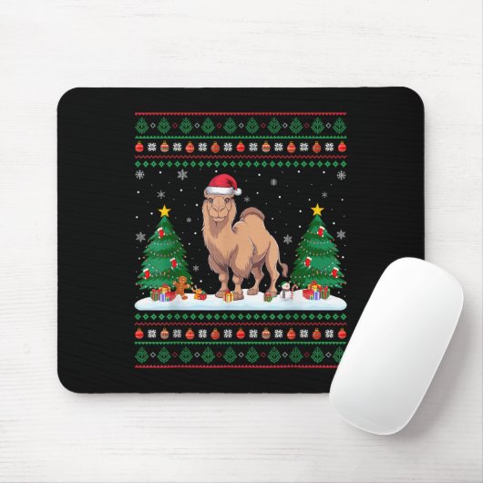 Weihnachtsbaum Lights Bactrian Camel Santa Ugly Xm Mousepad (Mit Mouse)