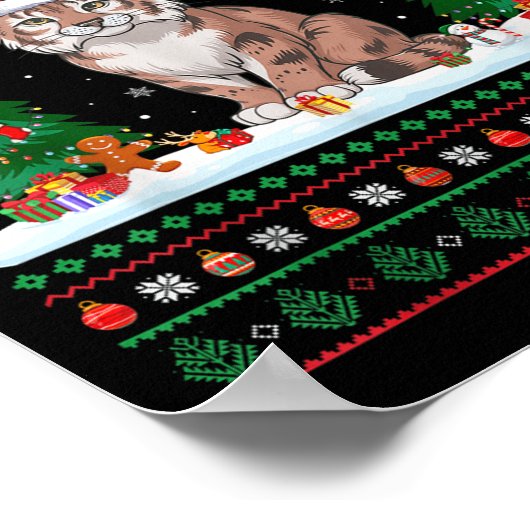 Weihnachtsbaum Lights Bobcat Santa Ugly Xmas Sweet Poster (Ecke)