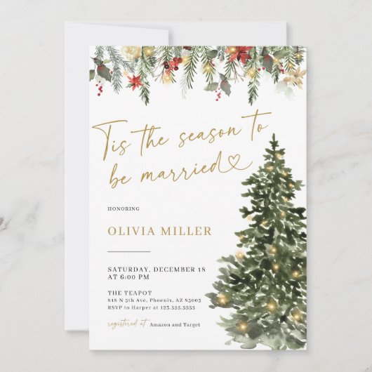 Weihnachtsbaum Lights Bridal Dusche Einladung (Vorderseite)