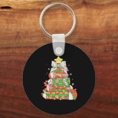 Weihnachtsbaum Lights Coquette Bow Lehrer Schlüsselanhänger (Vorderseite)