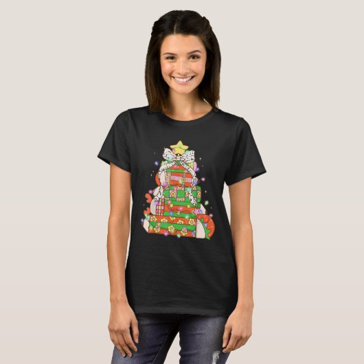 Weihnachtsbaum Lights Coquette Bow Lehrer T-Shirt (Vorne ganz)