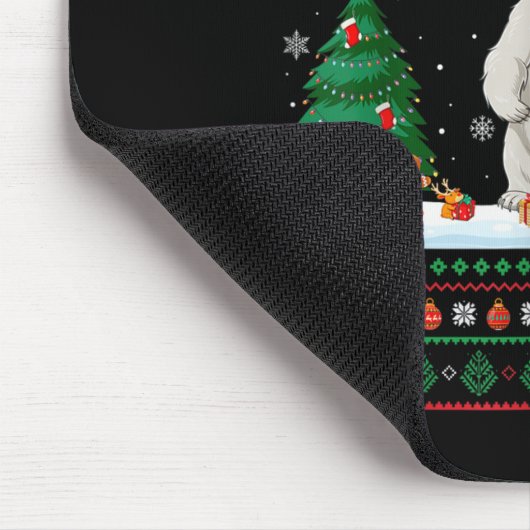 Weihnachtsbaum Lights Lar Bear Santa Ugly Xmas Swe Mousepad (Ecke)