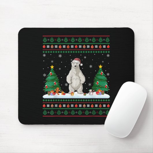 Weihnachtsbaum Lights Lar Bear Santa Ugly Xmas Swe Mousepad (Mit Mouse)